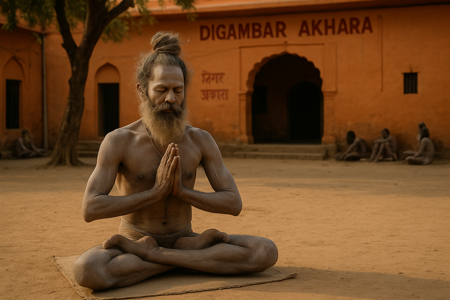 20250528_1637_Yoga at Digambar Akhara_simple_compose_01jwb93h2sfr8re92f2r7rz1n9
